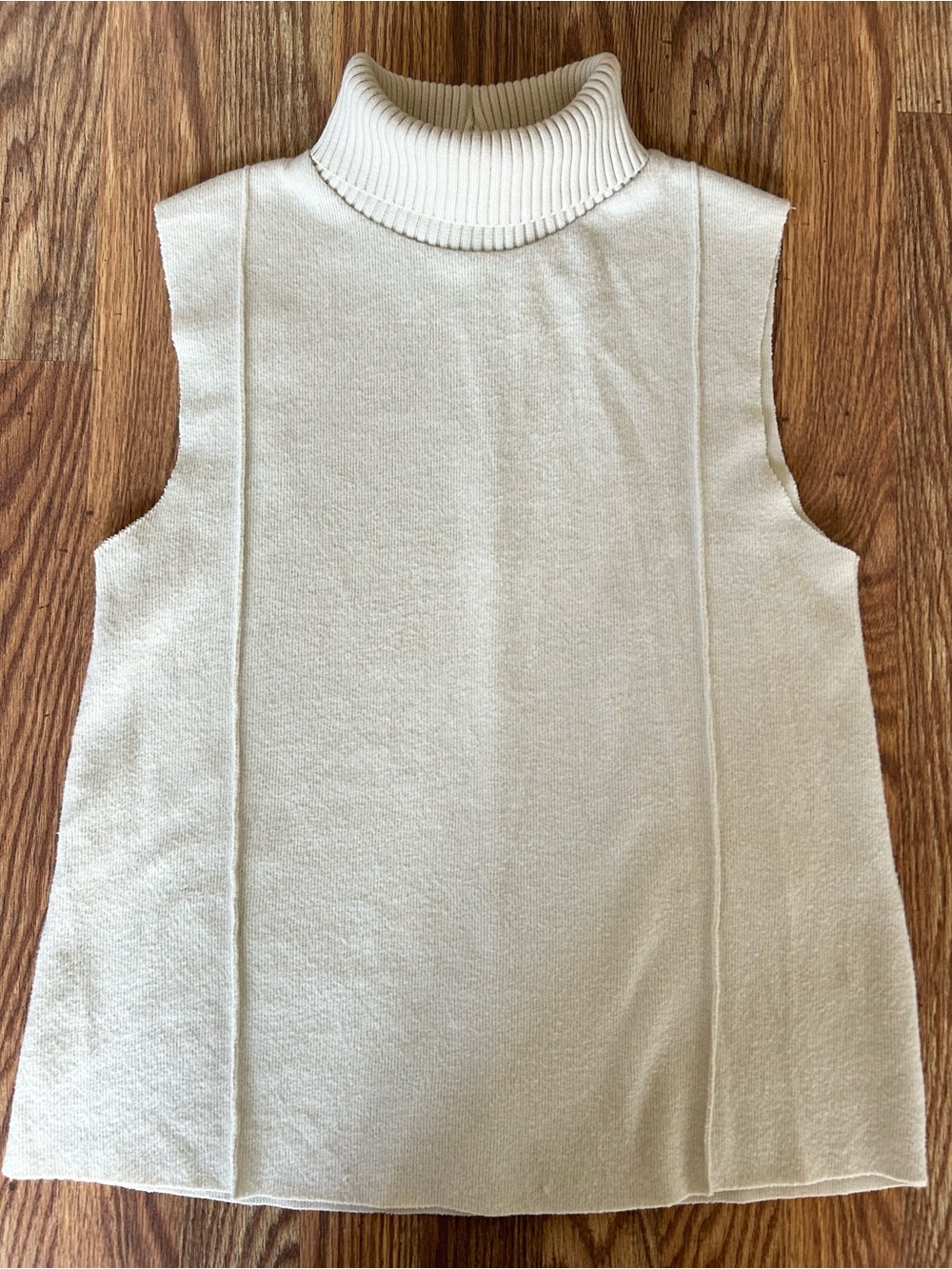Zara Sleeveless Turtleneck Knit Top in Ivory